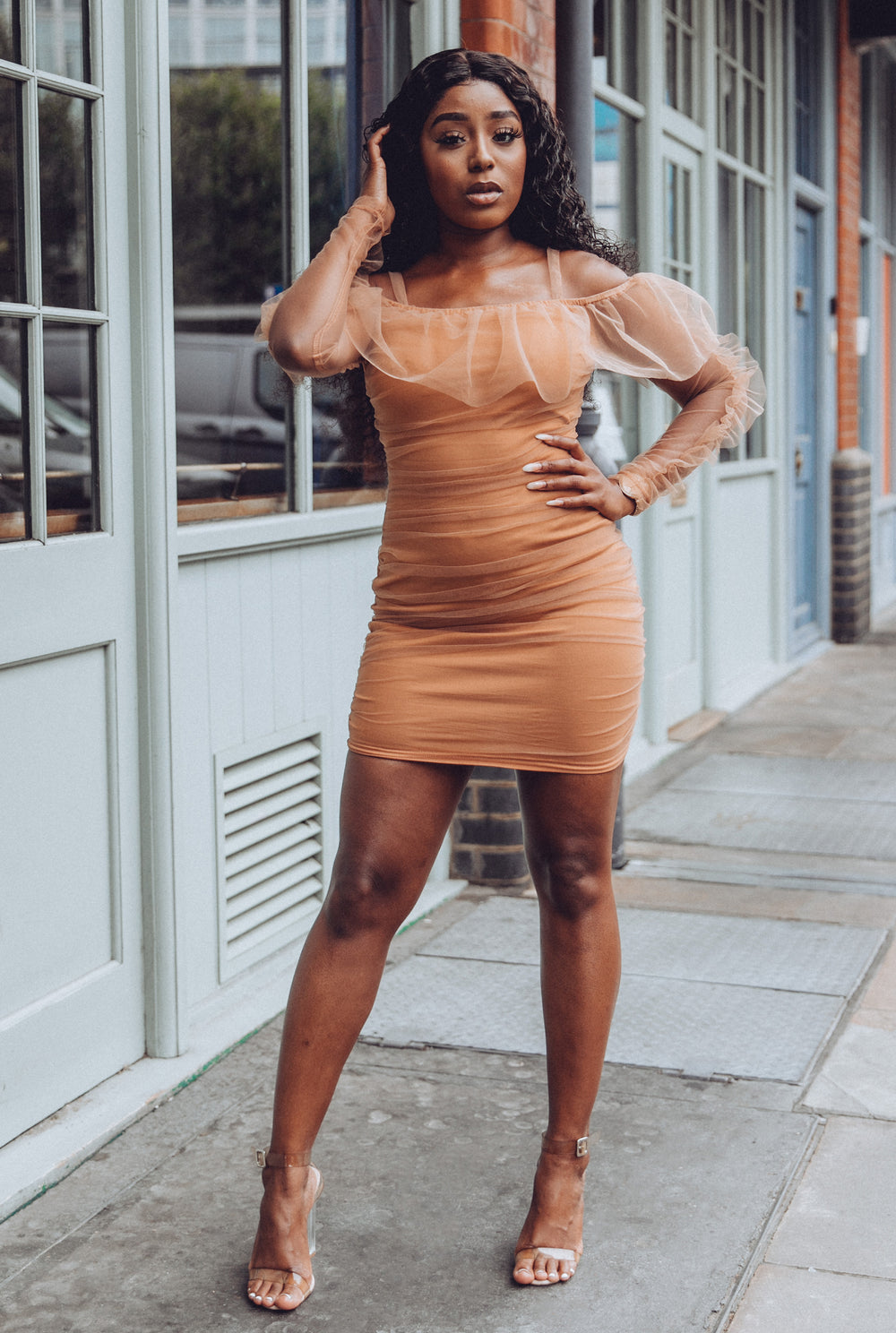 Brooke Mesh Long Sleeve Mini Dress MODISH Brooke Mesh Long Sleeve Mini Dress MODISH