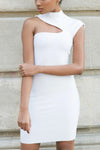Maya High Neck Off Shoulder Dress In White