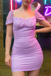Olivia Lilac Ruched Mini Dress